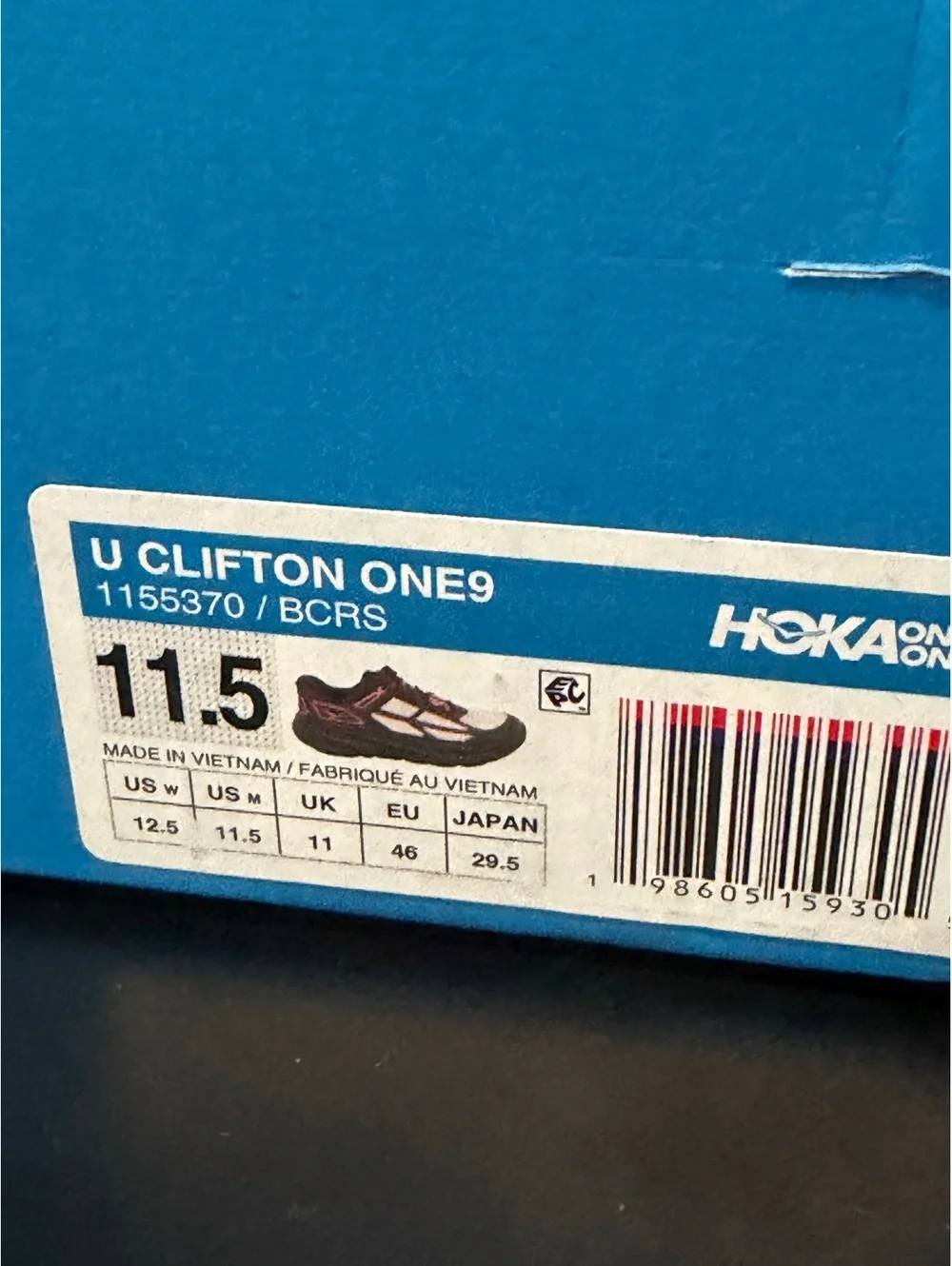 Size 11.5 - Hoka Clifton One9 “Black Cerise”